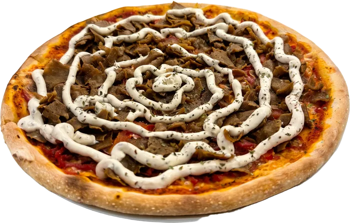 Kebabpizza – Kebab, tomatsås och vitlökssås